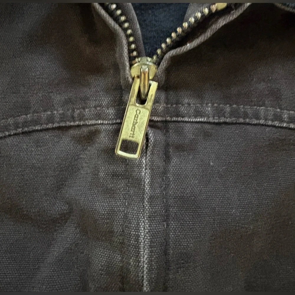 Carhartt Brown Bomber Jacket with Black Corduroy Collar - Picture 6 of 9